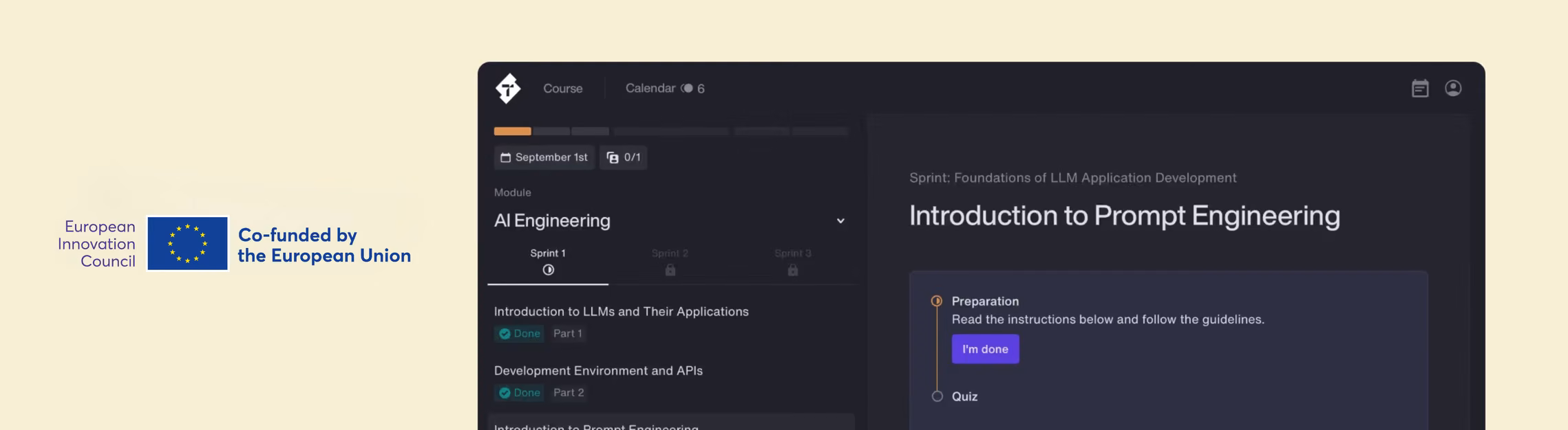 Intra learning platform interface